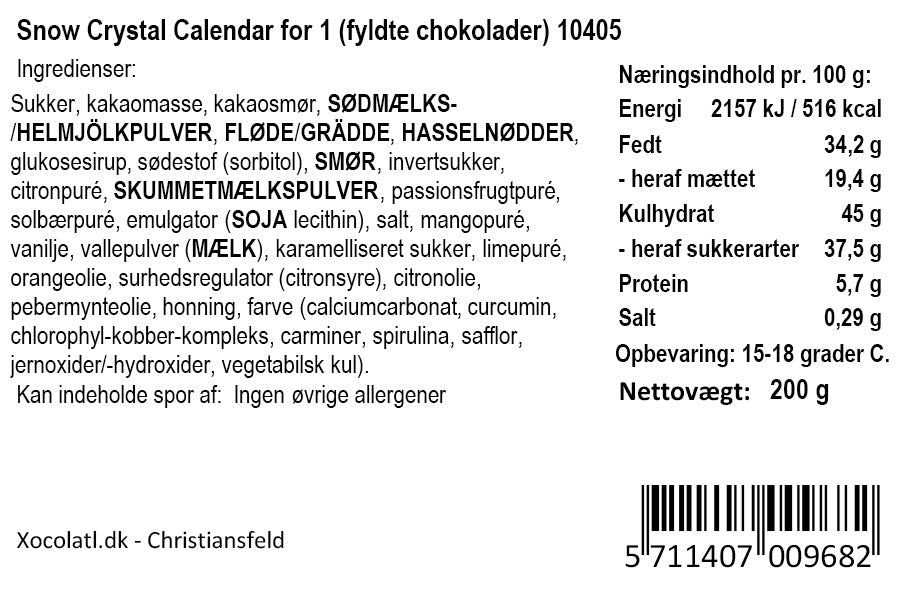 Xocolatl - Chokolade Julekalender Snow Crystals