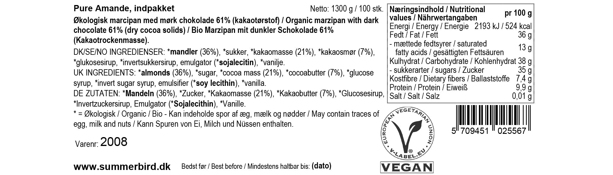 Summerbird - 100 stk. Klassisk Chokolade Sommerfugl