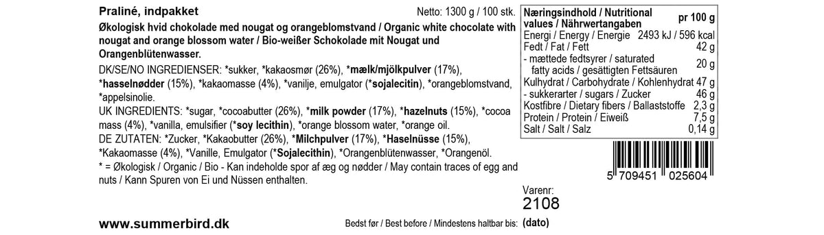Summerbird - 100 stk. Praliné Sommerfugl.