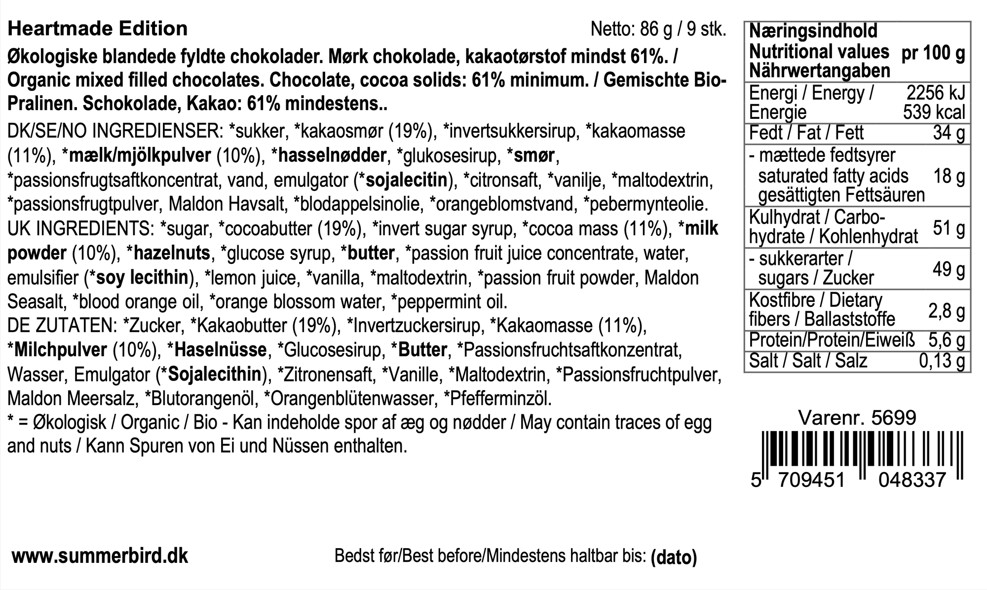 Summerbird - Hjertegaveæske