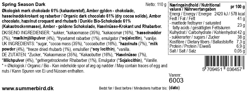 Summerbird - Spring season dark - Chokoladebar