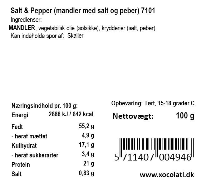 Xocolatl - Mandler - Salt & Pepper
