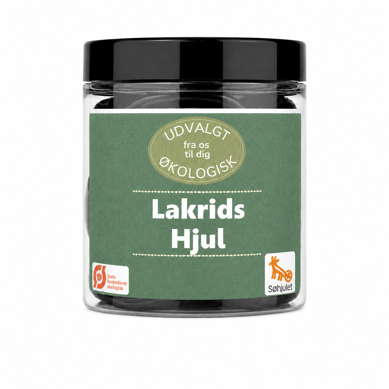Økologisk Lakrids Hjul fra Solhjulet lakridshjul i bøtte