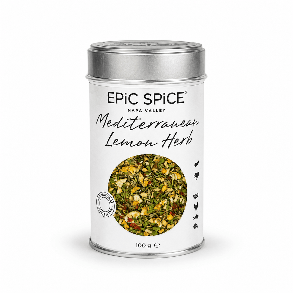 Mediterranean Lemon Herb, middelhavskrydderi, citron krydderi, krydderi til kylling, krydderi til fisk, urteblanding Epic Spice
