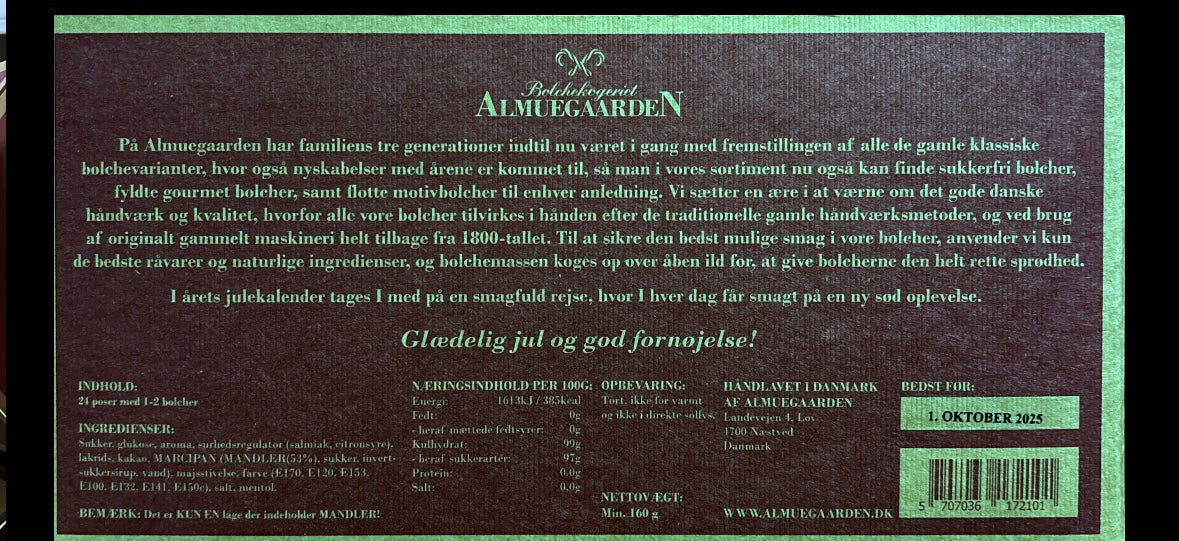 Almuegaarden - Julekalender med blandede bolcher