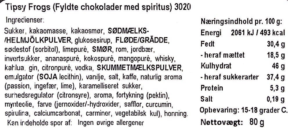 Xocolatl - Chokoladefrøer med alkohol - Tipsy Frogs