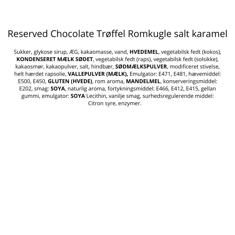 Reserved Chocolate - Romkugler, Saltkaramel
