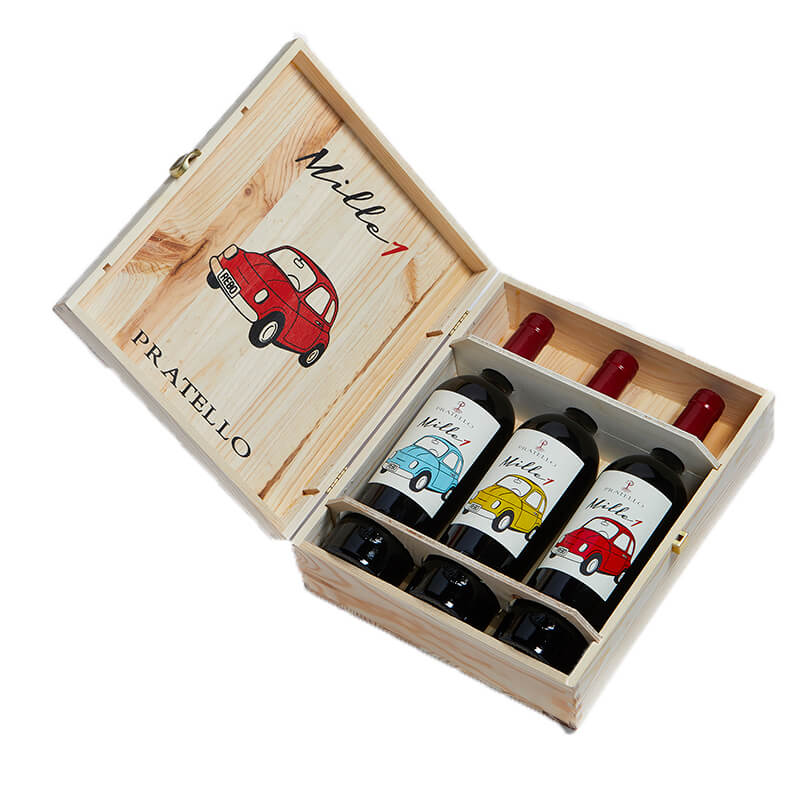 Mille 1 gavekasse rødvin træ