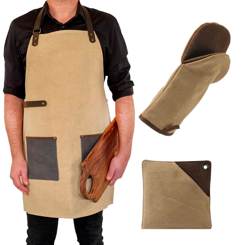 Stuff Design - Forklæde med tilbehør, beige/grå