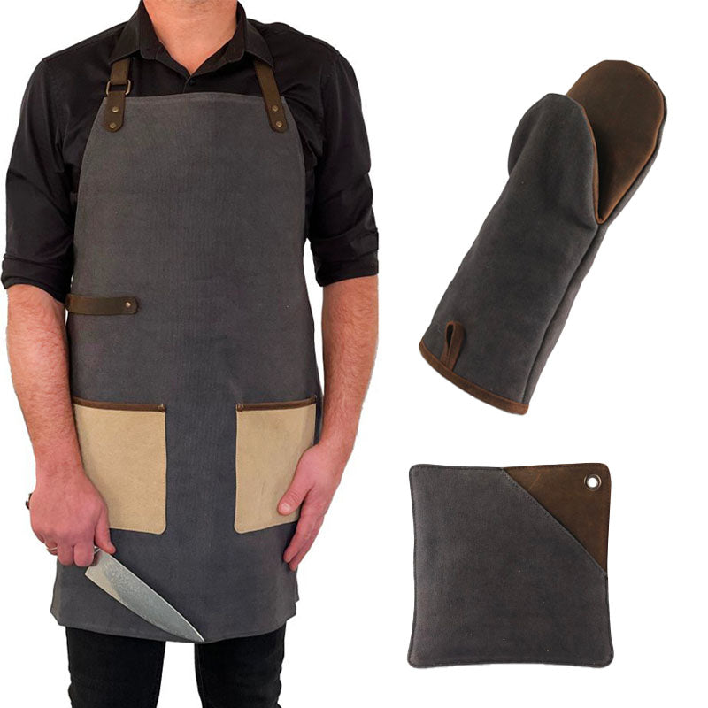 Stuff Design - Forklæde med tilbehør, grå/beige