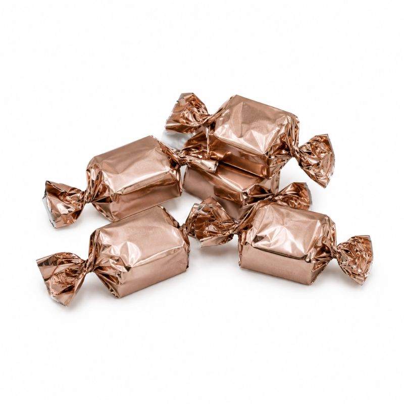Enkeltindpakkede Xocolatl chokolader i bronzefarvet flowpack mælkechokolade nougat