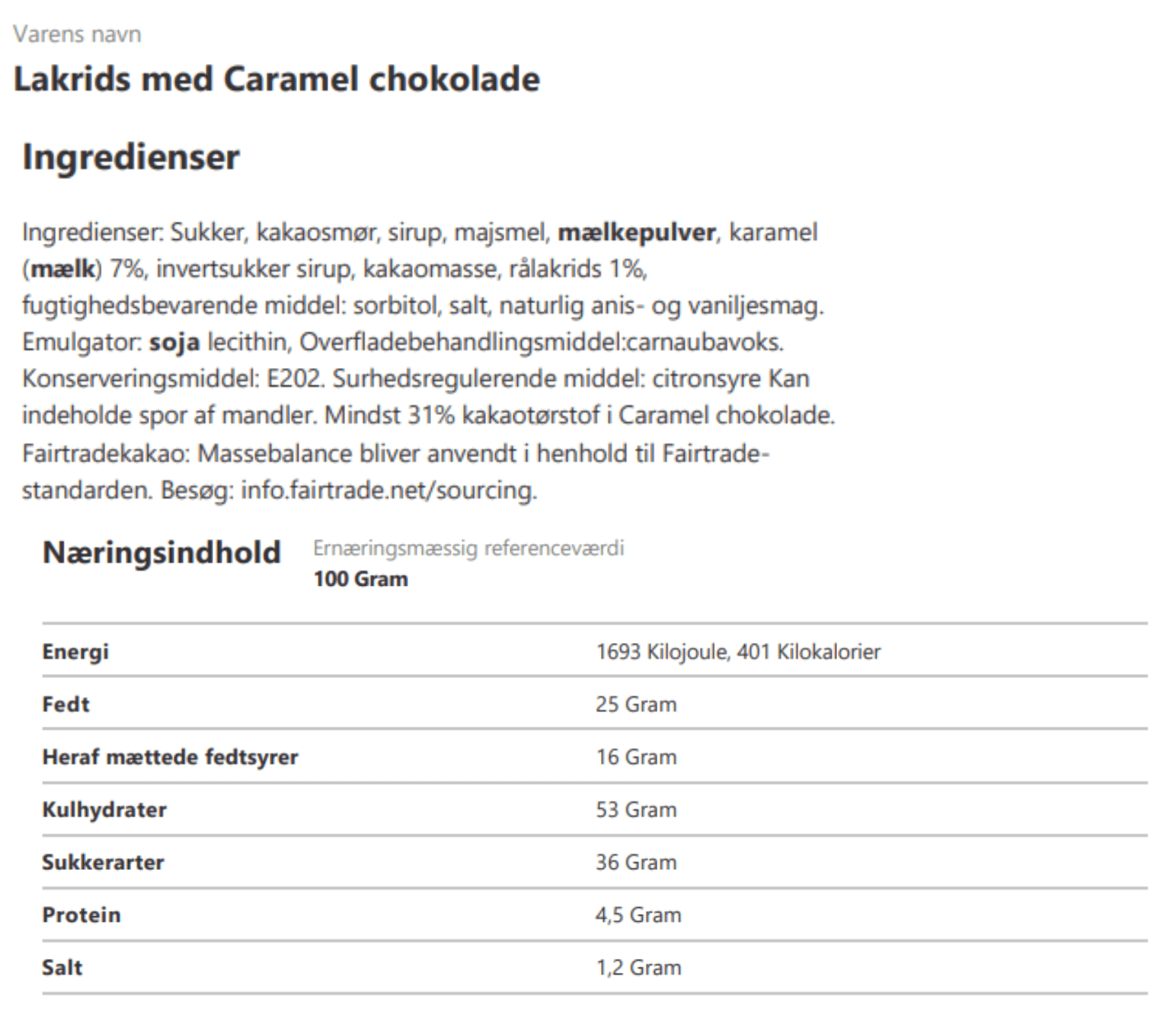 Sv. Michelsen - Lakrids med chokolade og karamel.