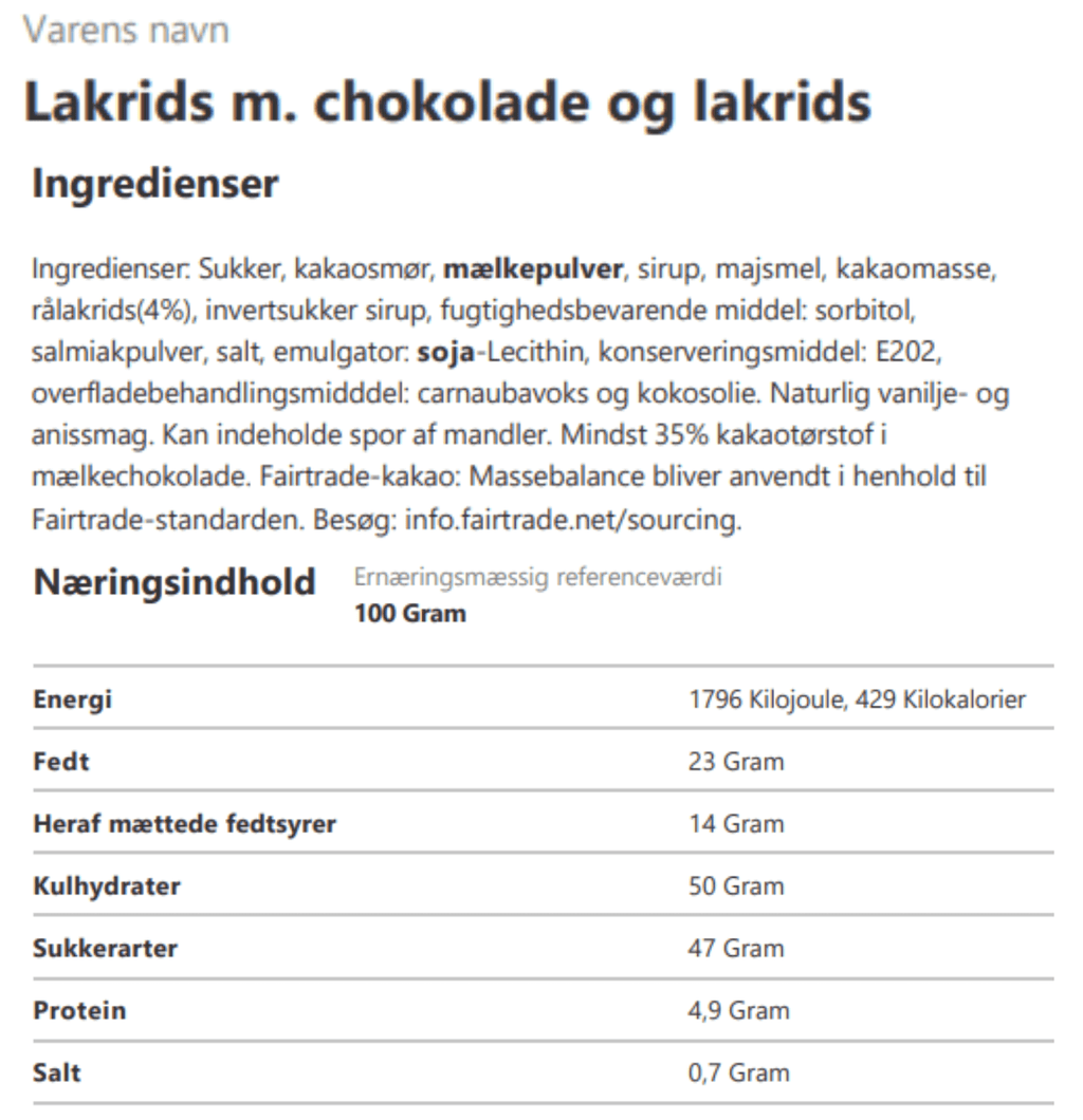 Sv. Michelsen - Lakrids med chokolade og lakrids.