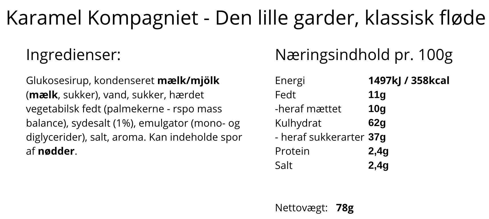 Karamel Kompagniet - Den lille garder - Klassiske flødekarameller