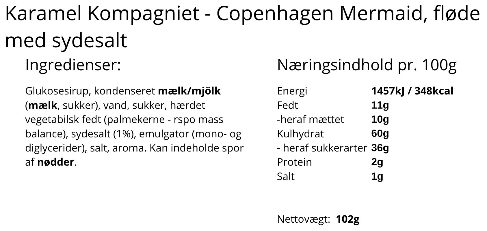 Karamel Kompagniet - Copenhagen Mermaid - flødekarameller med sydesalt