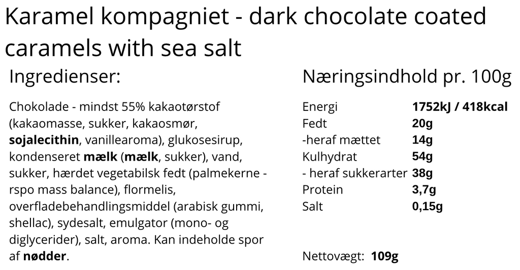 Karamel Kompagniet - Karameller med mørk chokolade & sydesalt