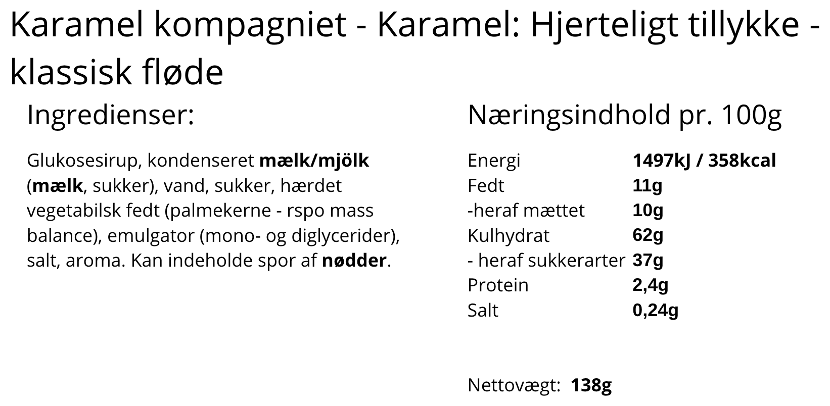 Karamel Kompagniet - "Hjertelig tillykke" - flødekarameller