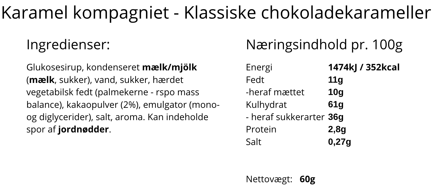 Karamel Kompagniet - Klassiske chokoladekarameller, TINY