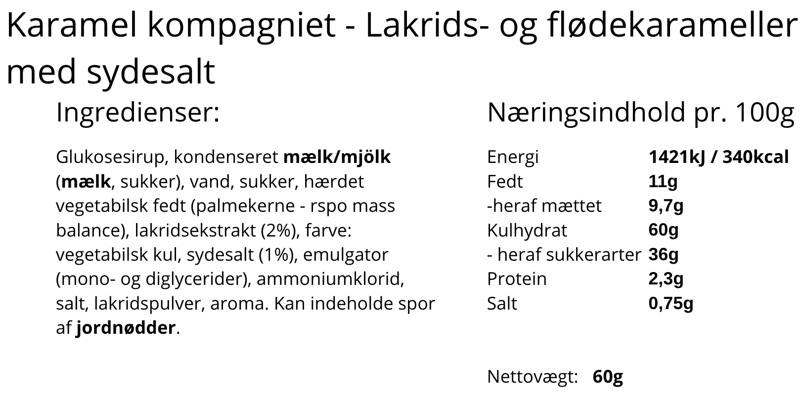 Karamel Kompagniet - Karameller med sydesalt & lakrids, TINY