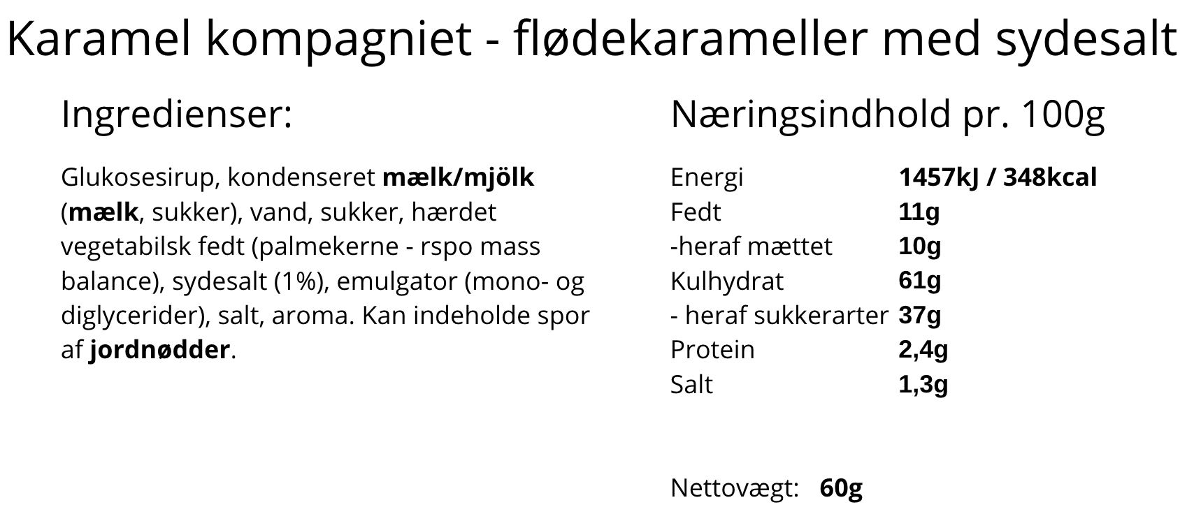 Karamel Kompagniet - Karameller med sydesalt, TINY