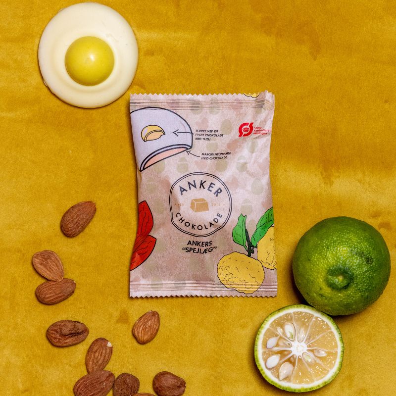 Anker Chokolade - Flowpack, Spejlæg individuelt indpakket chokolade marcipan