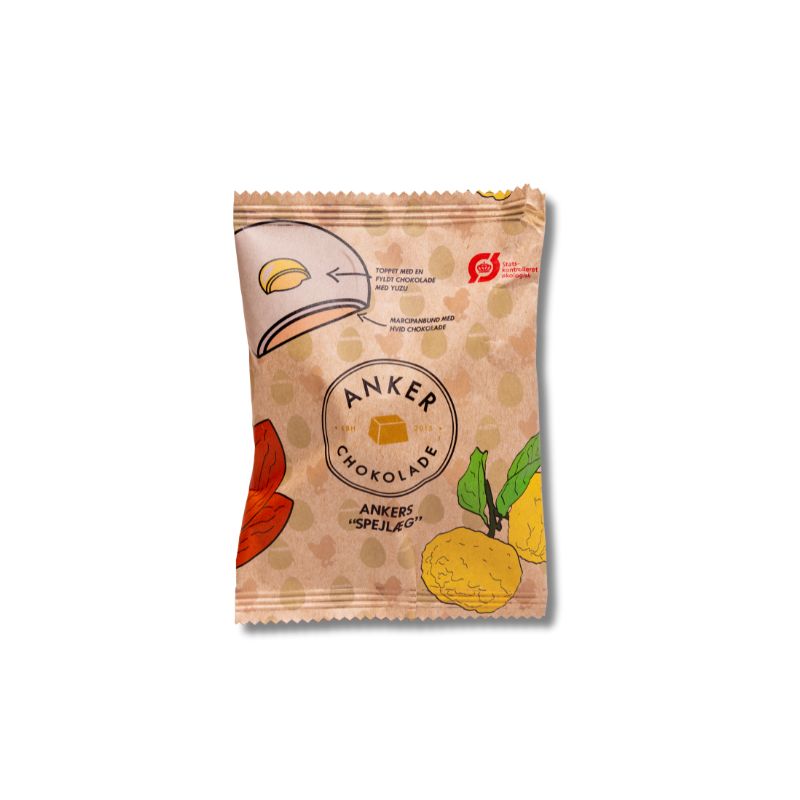 Anker Chokolade - Flowpack, Spejlæg individuelt indpakket chokolade marcipan