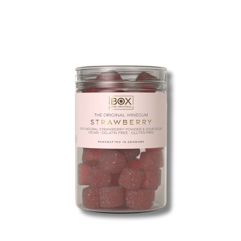 Just the Winegum Strawberry vegansk glutenfri jordbærvingummi  BOX The Original jordbær vingummi