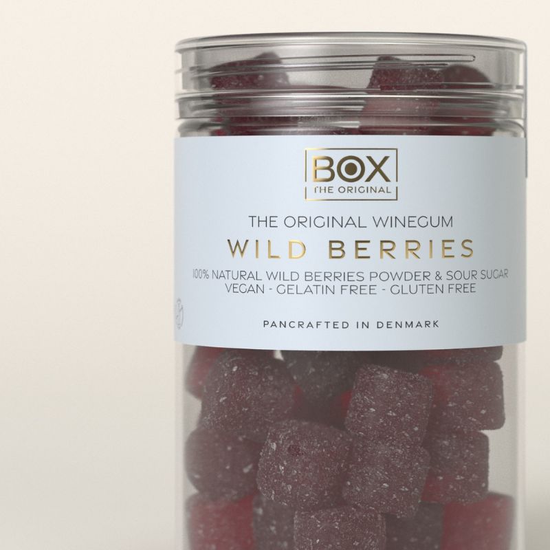 Box the Original Just the Winegum Wild Berries – vegansk, glutenfri skovbærvingummi