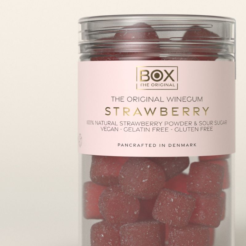 Just the Winegum Strawberry vegansk glutenfri jordbærvingummi  BOX The Original jordbær vingummi