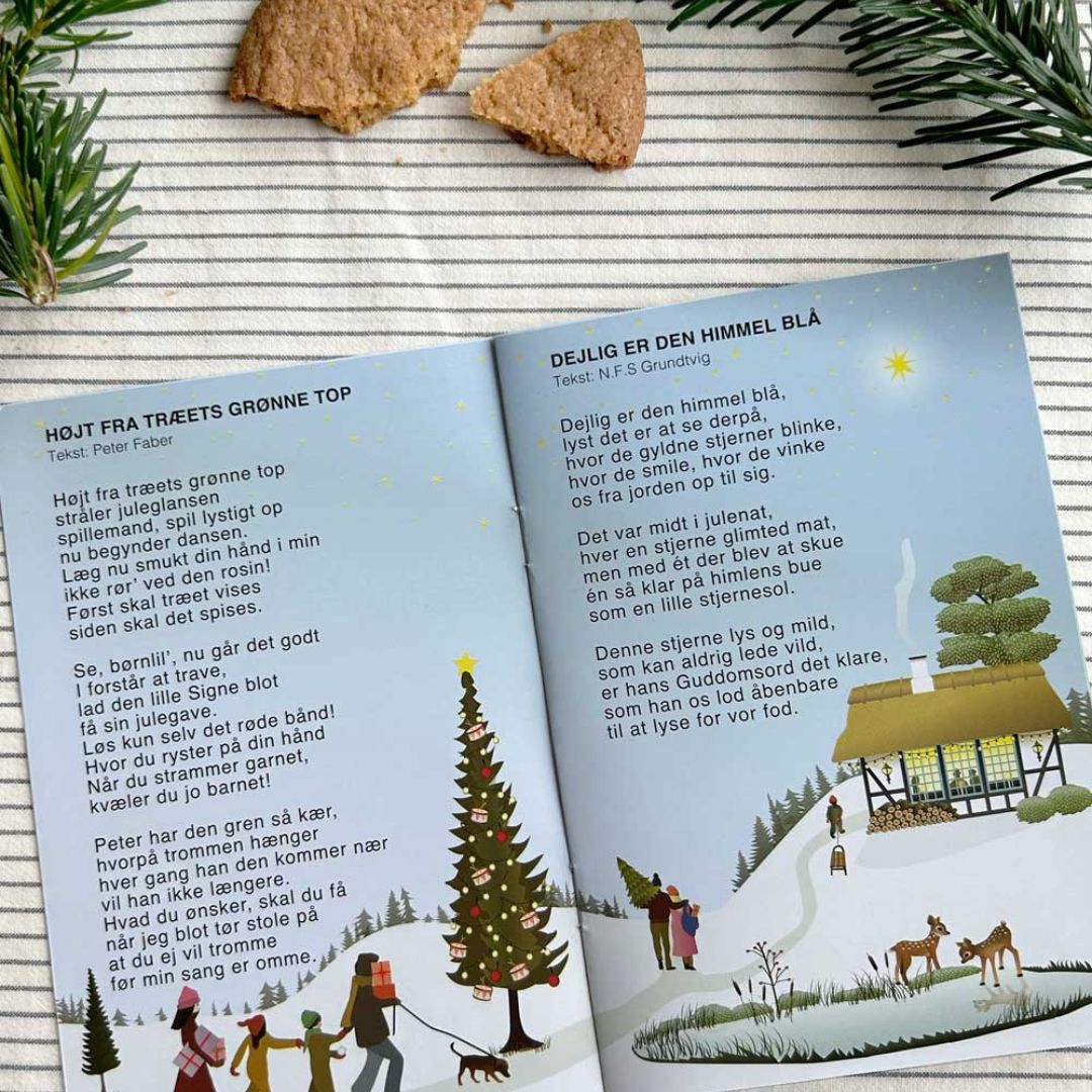 Sanghæfte jul Vissevasse højt fra træets grønne top dejlig er den himmel blå