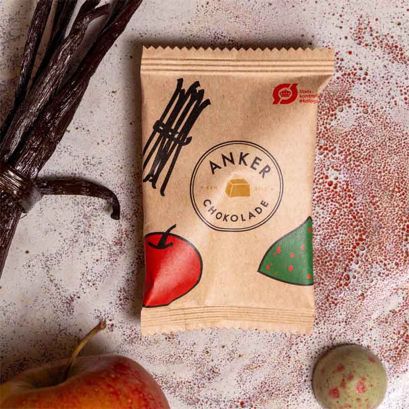 Anker Chokolade - Flowpack, fyldt chokolade med karamel & æble.
