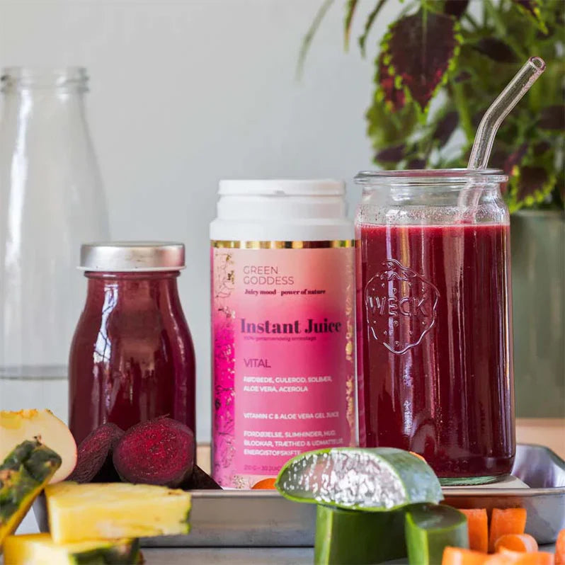 green goddess instant juice vital  rødbede gulerod vitamin c aloe vera
