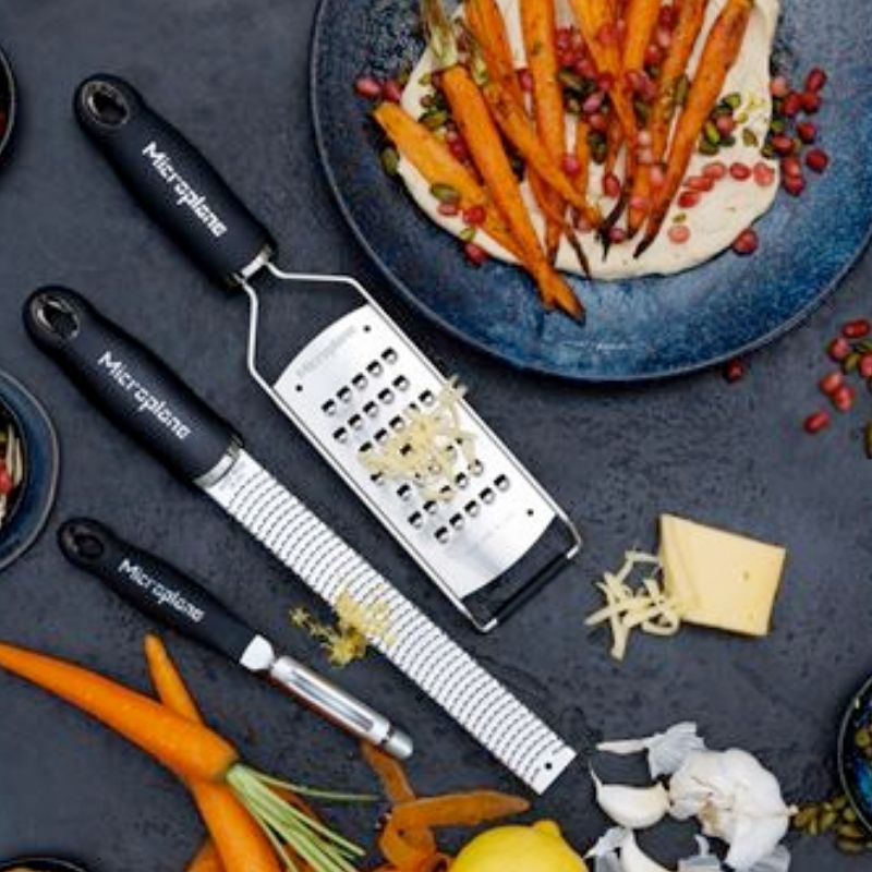 microplane gourmet set peeler skrællekniv rivejern luksus gavesæt