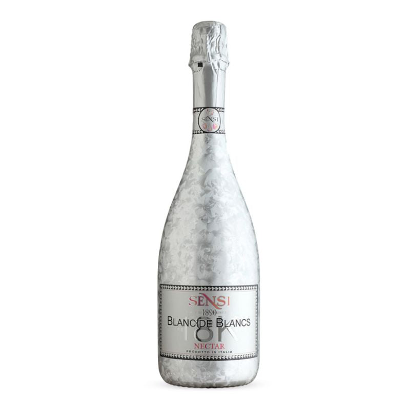 Sensi 18K Blanc de Blancs Nectar mousserende vin i sølv flaske