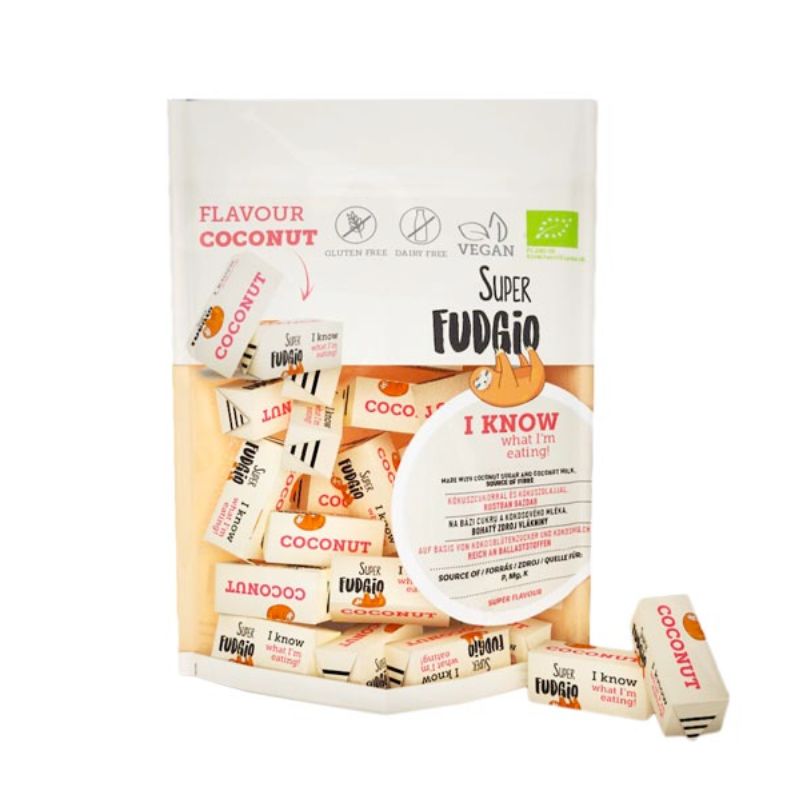 Super Fudgio Kokos karameller coconut fudge vegansk økologisk glutenfri